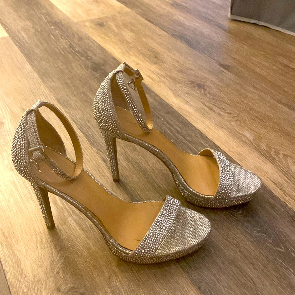 Silver sequin stilettos